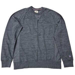 Champion Mens M Heathered Dark Gray Textured French Terry Crew Neck Sweater